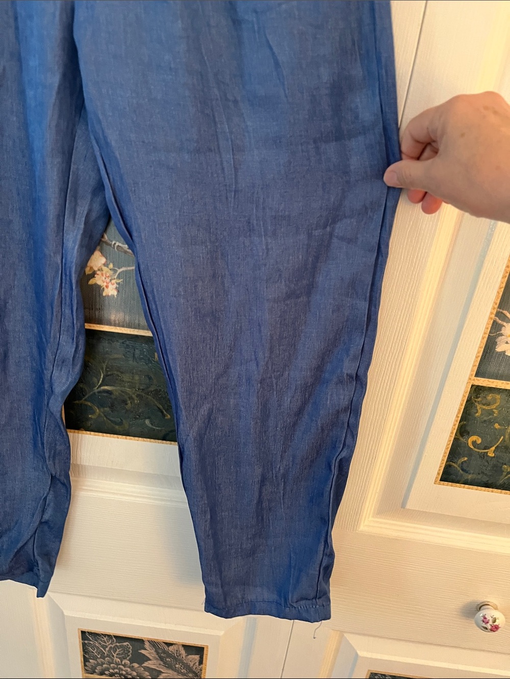 🍎Casual Blue Drawstring Lounge Pants with Patch - Picture 5 of 6